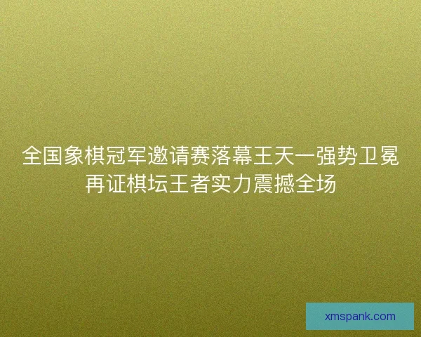 全国象棋冠军邀请赛落幕王天一强势卫冕再证棋坛王者实力震撼全场