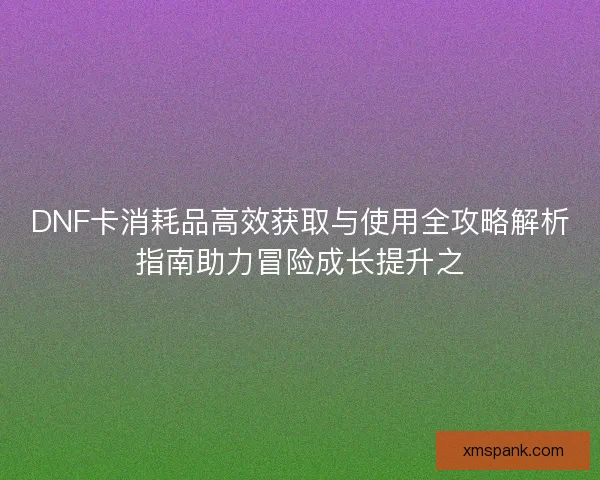 DNF卡消耗品高效获取与使用全攻略解析指南助力冒险成长提升之